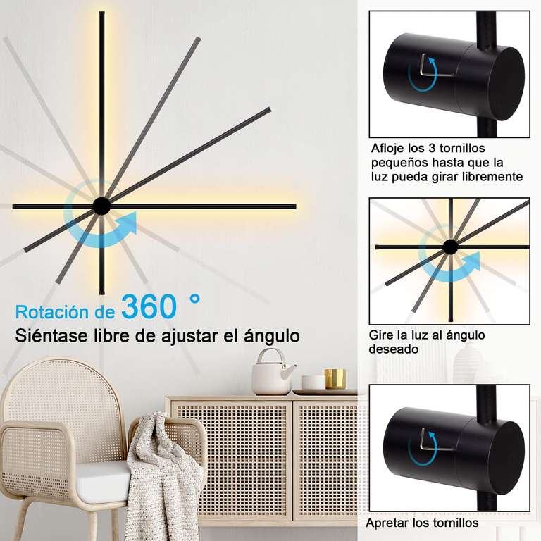 Amazon: Jermoner - Lampara LED Minimalista - Rotacion 360° - 100cm