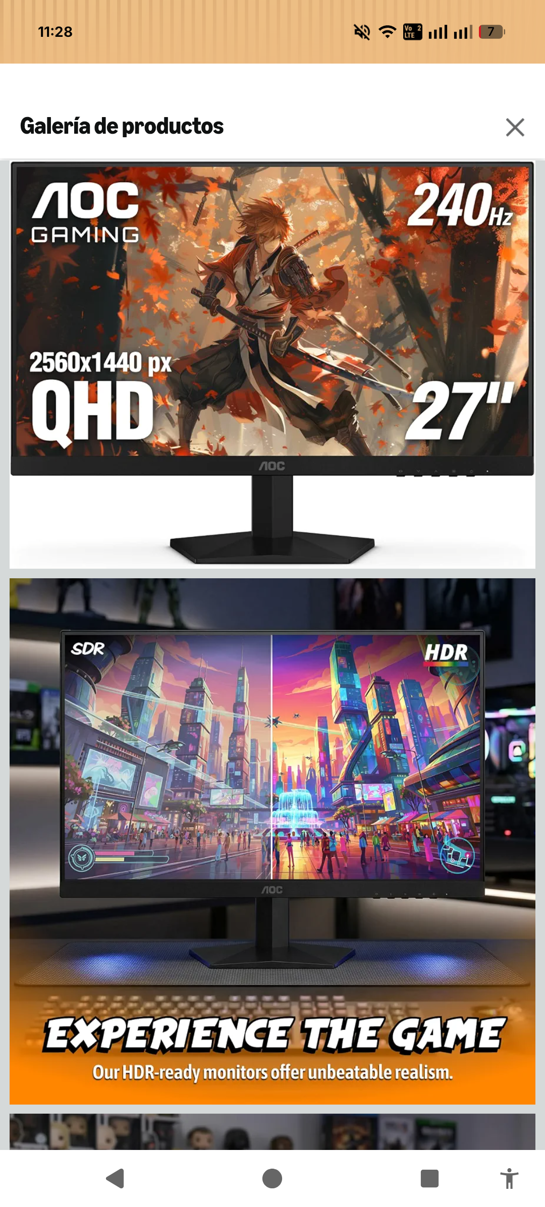 Amazon: monitor aoc de 27 pulgadas 2k