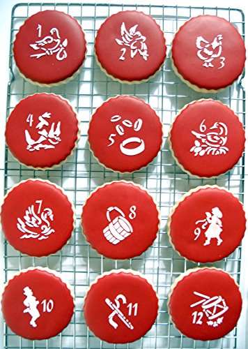 Amazon: Designer Stencils Plantillas para galletas y cupcakes de doce días de Navidad (pequeñas), beige/semitransparente- envío GRATIS prime