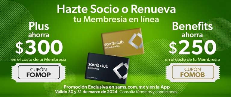 Membresía Sam's Club Benefits (Renovación $350)