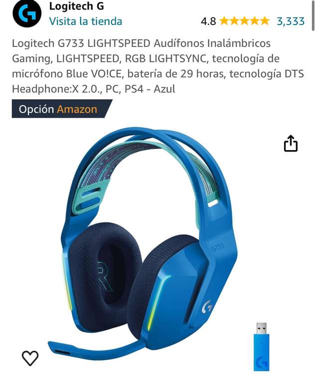 Amazon: Headset Logitech audífonos G733
