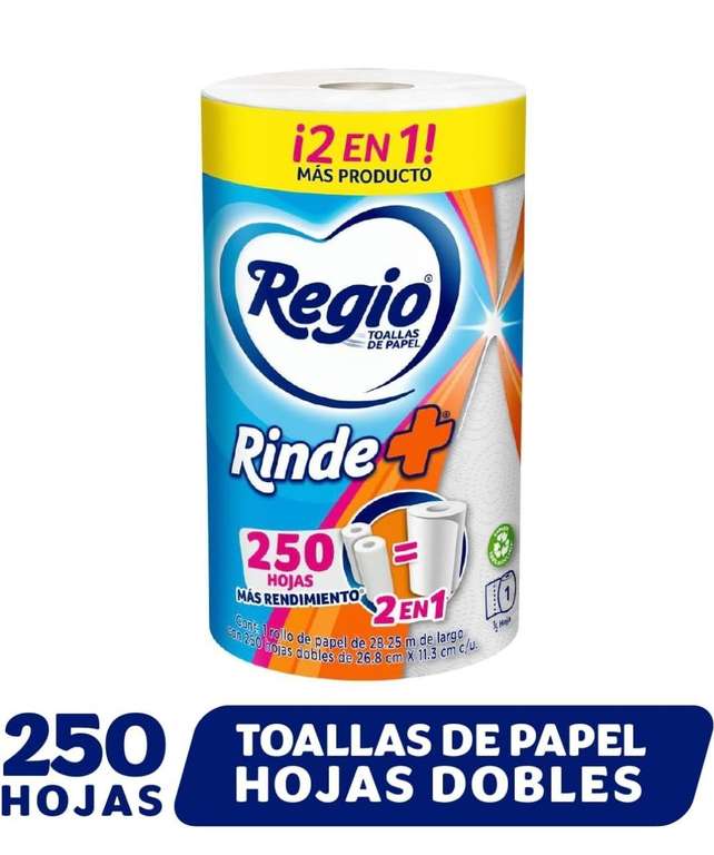 Amazon: Regio Rinde+ Toallas de papel, 250 hojas dobles, 1 rollo | envío gratis con Prime