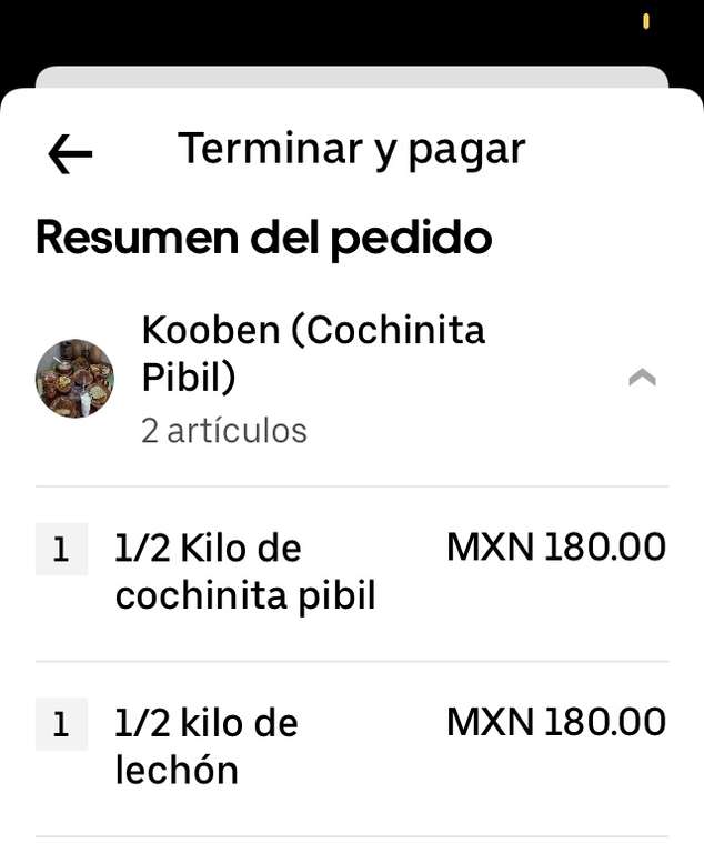 Uber Eats | 1kg de cochinita x 220 | CDMX