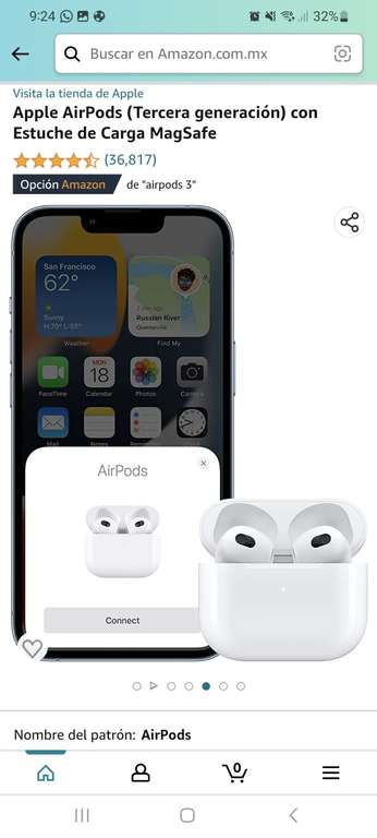 Amazon: Apple AirPods (Tercera generación) con Estuche de carga MagSafe