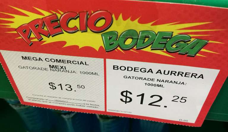 Bodega Aurrera: Gatorade de 1lt a $12.25