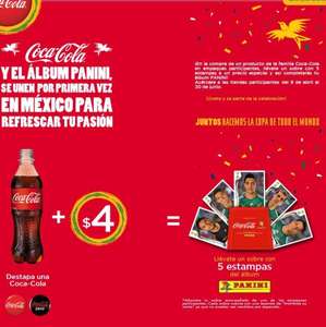 Sobre de cartitas Mundial a $4 comprando una Coca-Cola 