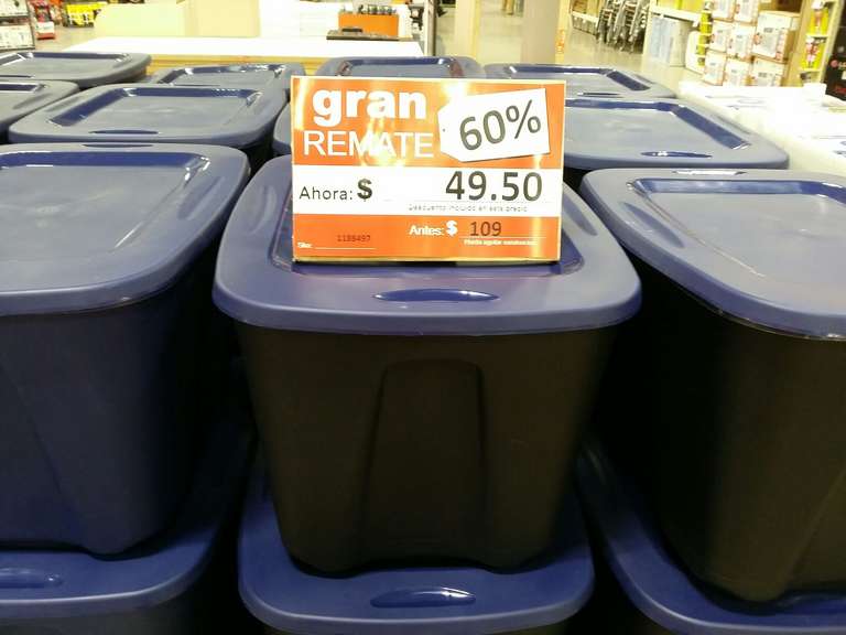 Home Depot: caja de plastico de 68 litros a $49.50