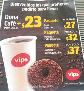 Vips: Café para llevar y dona por $23