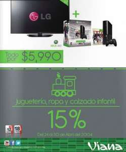 Viana: Xbox 360 + pantalla LED LG 32” $5,990 y 15% de descuento en juguetes y ropa de niños