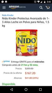 Amazon: Leche Nido Kinder Protectus Avanzado de 1-3 Años 1.5 kg  (oferta relámpago)