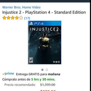 Amazon: Injustice 2 edición estándar PS4 $879 y Xbox One $899 con Prime