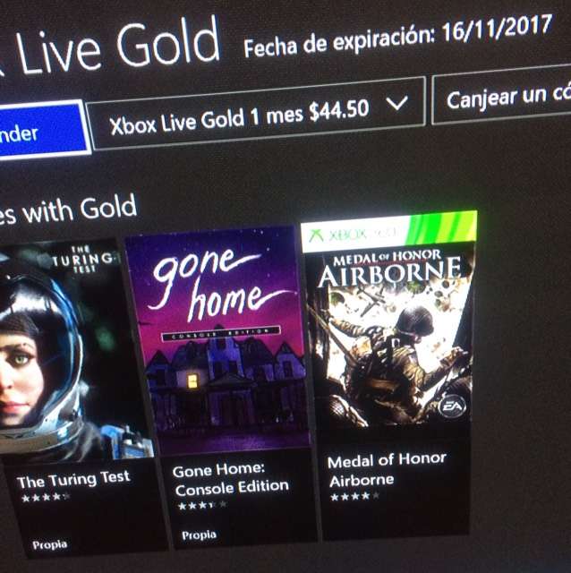 Xbox Live: 1 mes de Gold a $44.50 (cuentas seleccionadas)