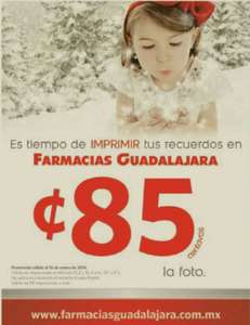 Farmacias Guadalajara: impresión de fotos a 85 centavos (mínimo 50)