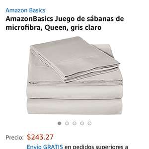 Black Friday 2017 Amazon: Sábanas Queen microfibra Amazon basics gris claro