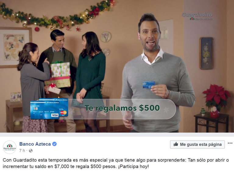 Banco Azteca: Regalo de $500 con Guardadito / abrir o incrementar tu saldo en $7,000