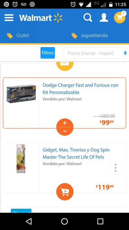 Walmart en línea: Dodge  charger rápido y furioso + kit personalizable