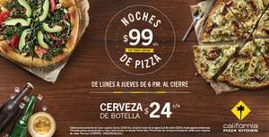 California Pizza Kitchen: Pizzas a $99 y Cerveza a $24  (De lunes a jueves a partir de las 6pm)