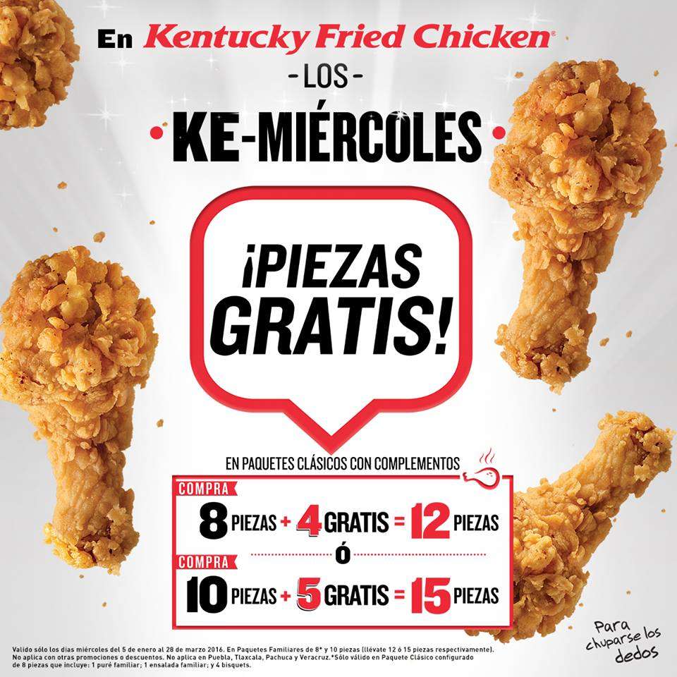 KFC: 50% más de piezas gratis en paquetes familiares los miércoles -  