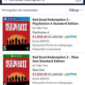 Amazon: Red Dead Redemption 2 para PS4 y Xbox One ($989 con Prime)