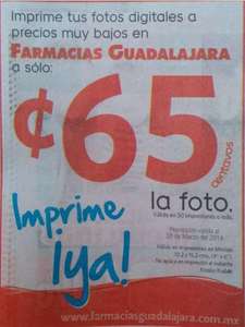 Farmacias Guadalajara: impresión de fotos a 65 centavos con cantidad mínima