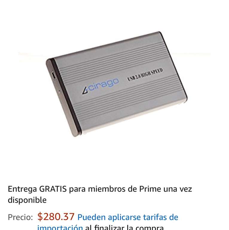 Amazon: Case para Disco Duró Portatil Cirago cst1000 usb2.0 (Envió Gratis Prime)