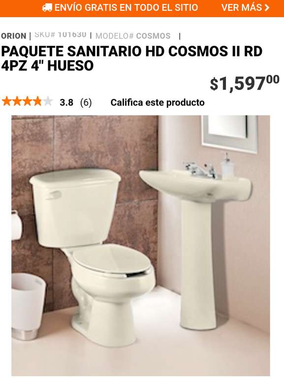 Home Depot: baño (taza y lavabo) a buen precio