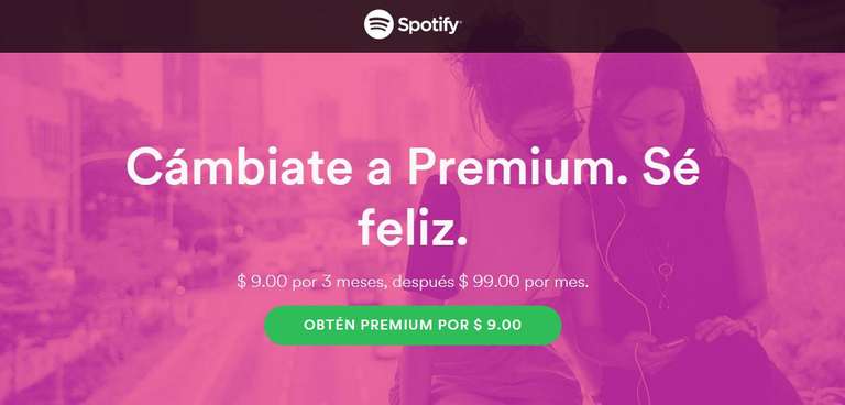 SPOTIFY: $9 por 3 meses de Spotify Premium