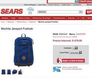 Sears: Mochila Jansport Foxboro azul