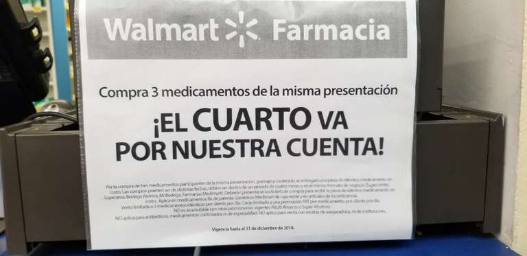 Walmart Farmacia: 4x3 y 5% de descuento con INSEN