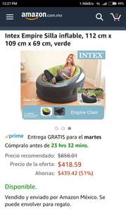 Amazon: Sillón Empire inflable marca INTEX