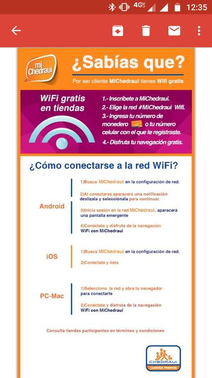 Chedraui: WiFi gratuito para clientes MiChedraui