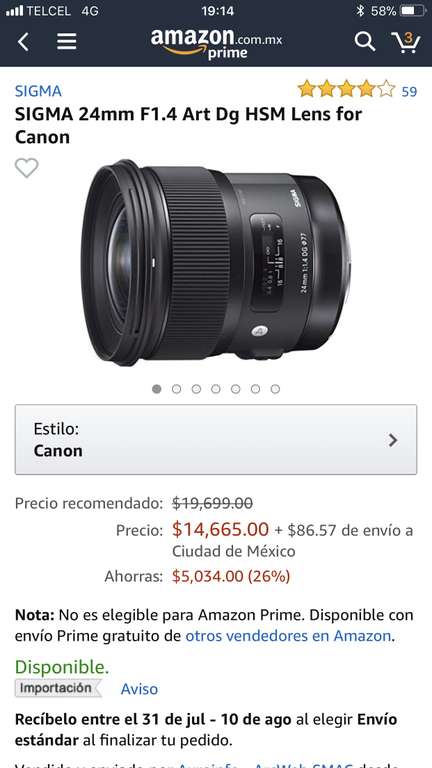 Amazon: 24mm Sigma Art Canon
