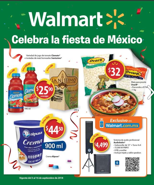 Walmart: Folleto de Ofertas del Lunes 3 al Domingo 16 de Septiembre