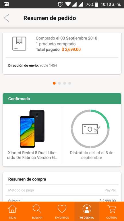 Linio: Xiaomi redmi 5 3gb+32gb (Pagando con paypal) y $800 en la siguiente compra