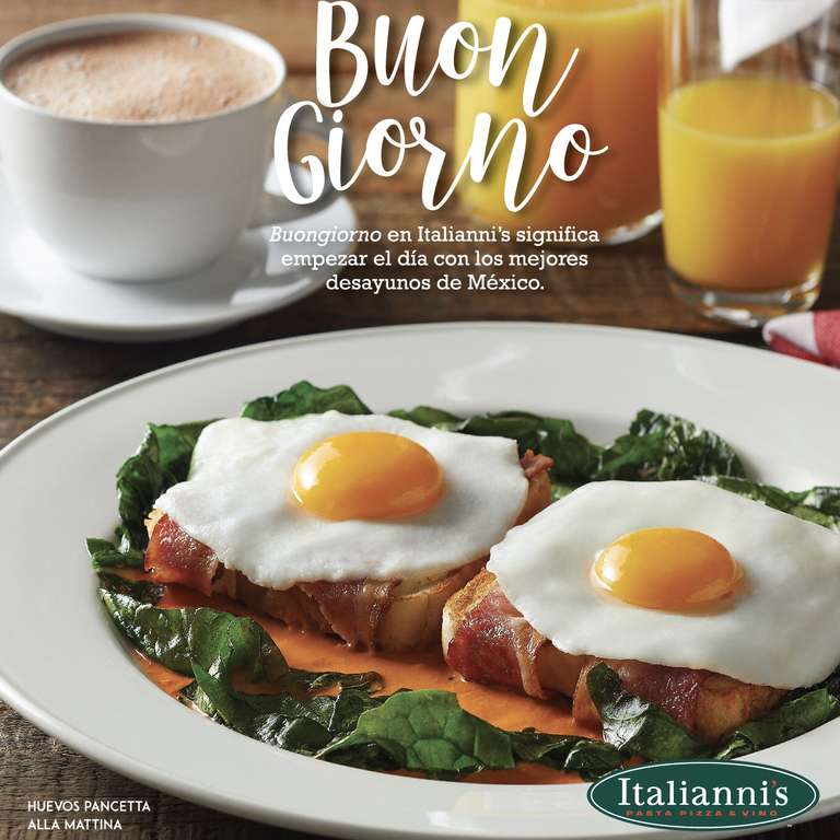 Italianni’s: 8 Nuevos desayunos completos Buon Giorno