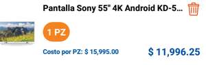 Chedraui en línea: Pant. Sony 55x751f, precio en carrito.