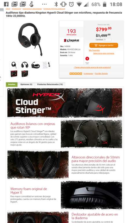Pcel: Audífonos Kingston HyperX Cloud Stinger