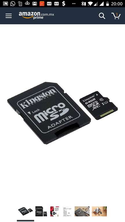 Amazon: Micro SD  64 GB Kingston clase 10