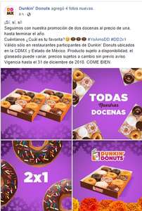 Dunkin' Donuts: 2 x 1 en todas las docenas (CDMX y Edo de México)
