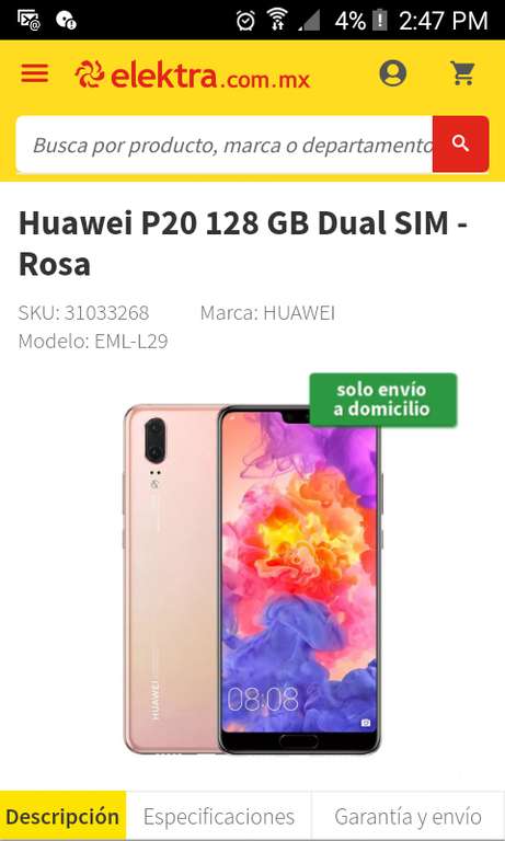 Elektra : Huawei P20 128 GB Dual SIM - Rosa