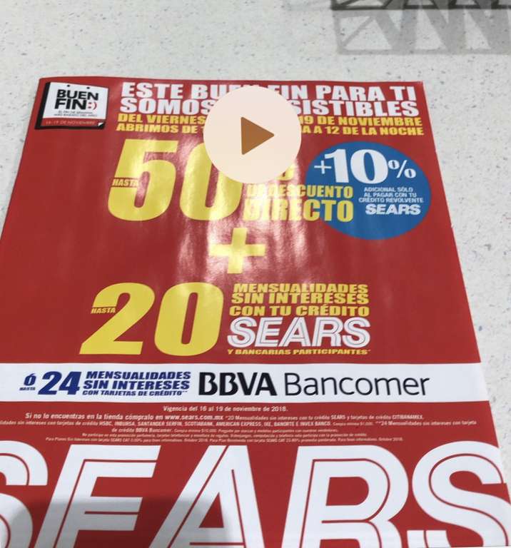 Buen Fin 2018 en Sears: Folleto de ofertas y especiales