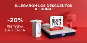 Colchones Luuna ofertas El Buen Fin: 20% de descuento en toda la tienda + descuento extra + cupón