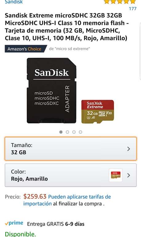 Amazon: SanDisk extreme 32gb UHS-I clase 10