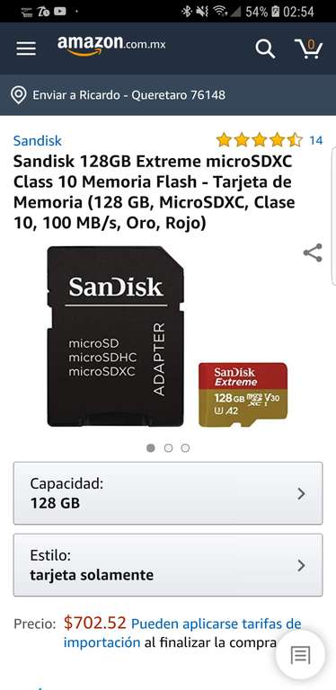Amazon: Sandisk Extreme 128 Gb