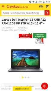 Elektra: Laptop Dell Inspiron 15 AMD A12 RAM 12GB DD 1TB