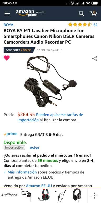 Amazon: Micrófono de solapa Lavalier BOYA BY-M1