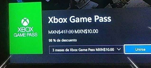 Xbox: Game Pass $10 3 meses