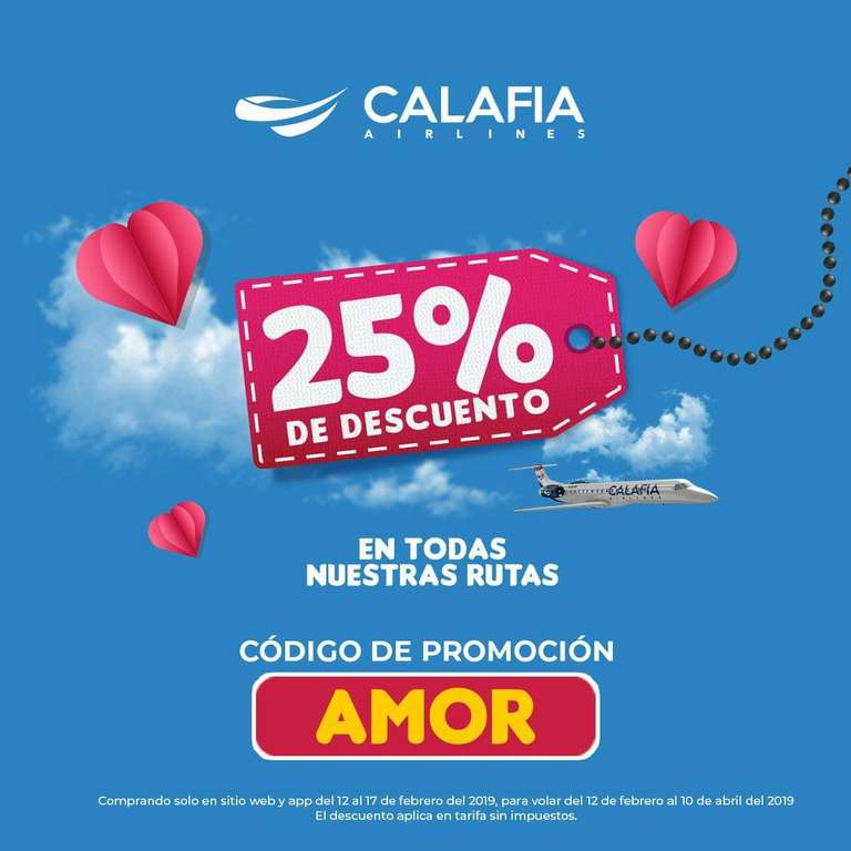 Calafia Airlines: 25% de descuento en todas las Rutas