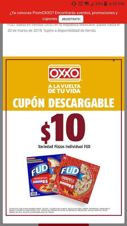 Oxxo: Pizzas Fud a tan solo $10 pesos