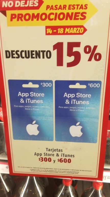 OXXO: Tarjetas iTunes y AppStore con 28% de descuento ($300 y $600)